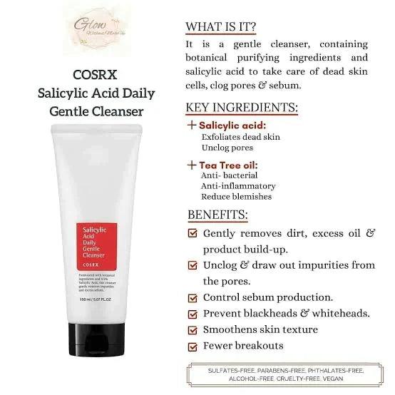 COSRX - Salicylic Acid Gentle Daily Cleanser 150ml ( Original Factory Leftover ) Glamour Glow