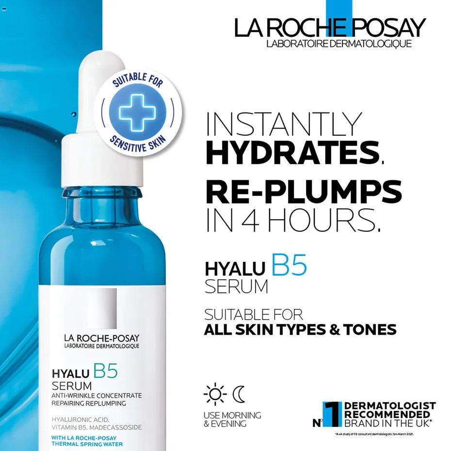 LA Roche Posay Hyalu B5 Hyaluronic Acid Anti-Aging Face Serum ( Original Factory Leftover ) Glamour Glow