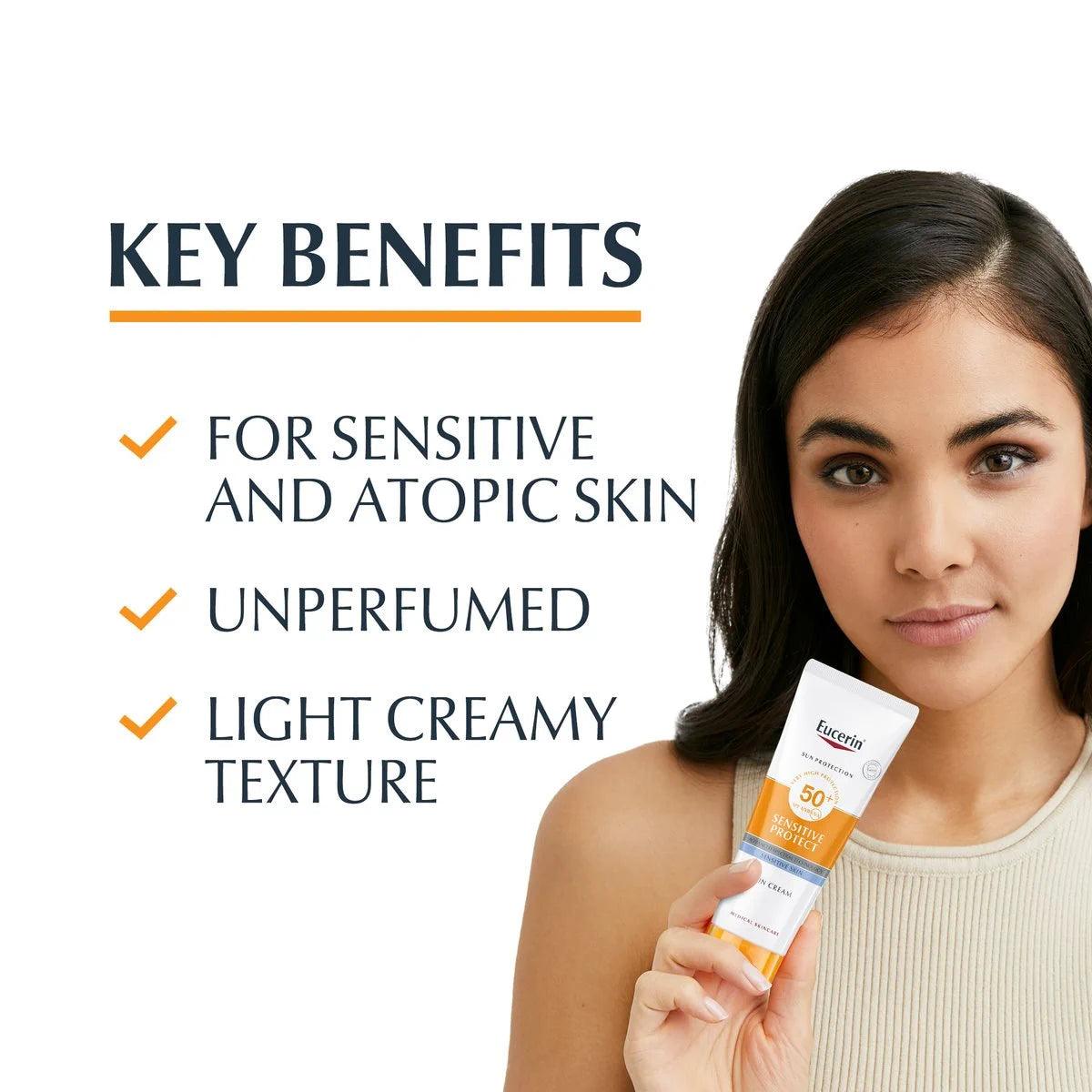 EUCERIN- Sun Face Sensitive Protect Cream SPF 50 ( Original Factory Leftover )+ Glamour Glow